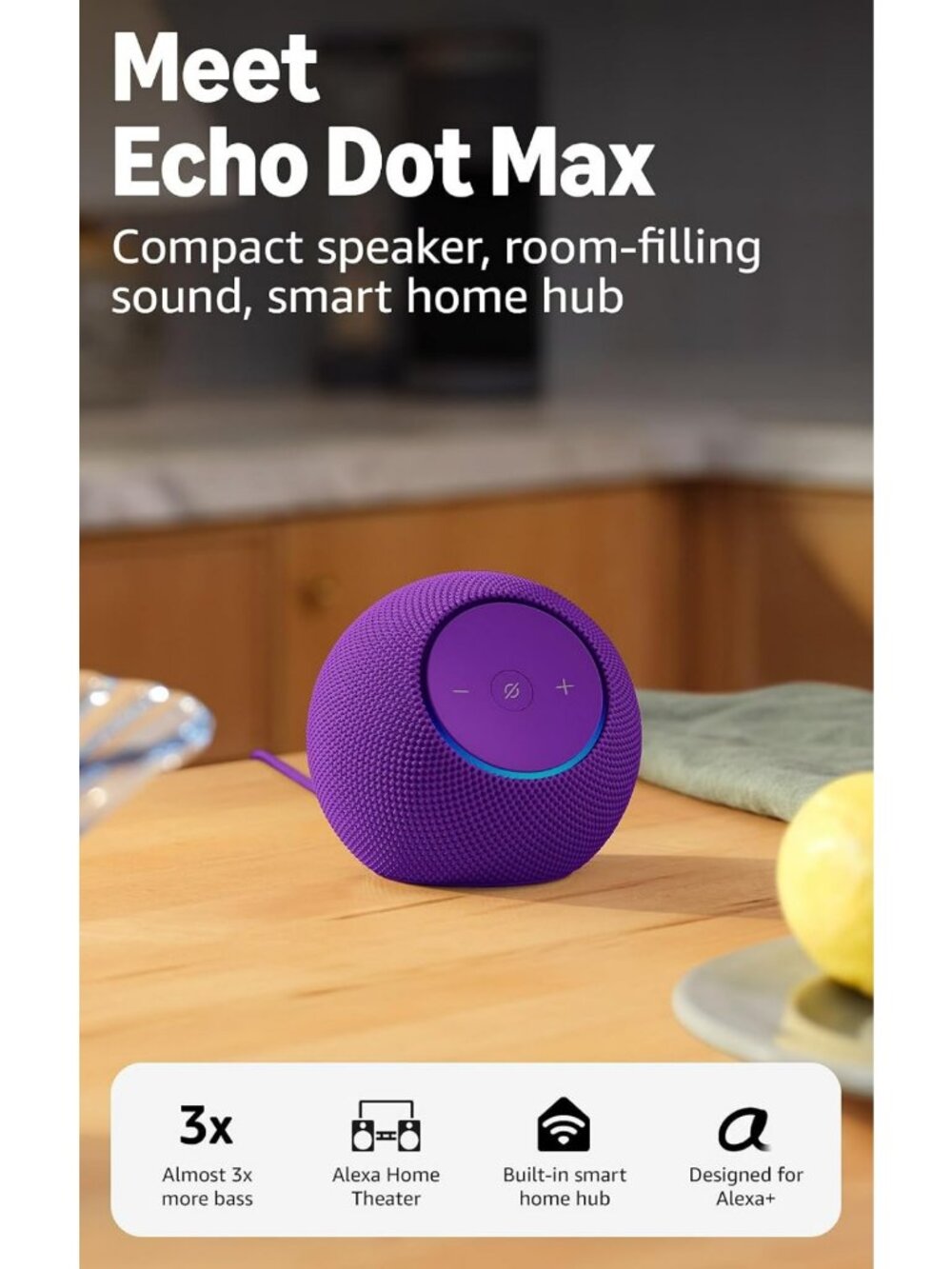 Smart Alexa Speaker with Room-Filling Sound & Deep Bass - Perfect for Living